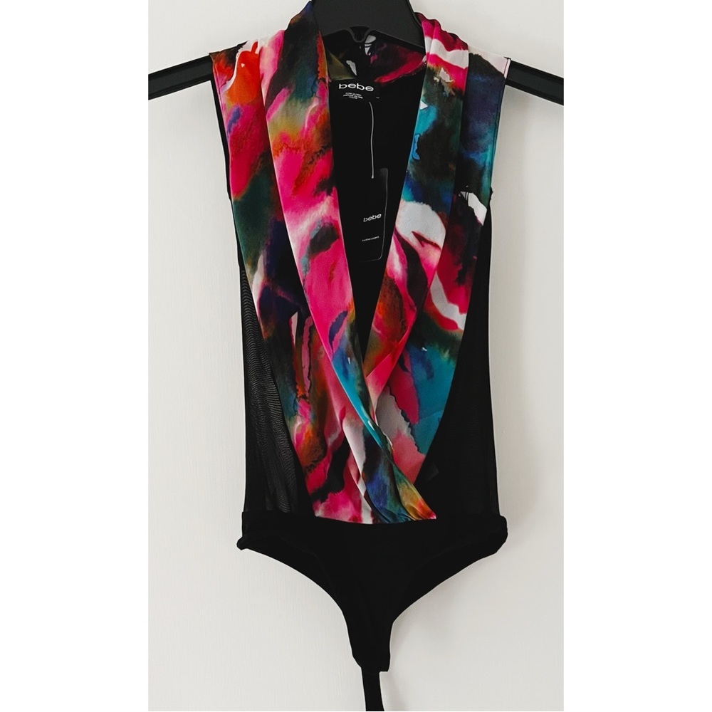 BeBe- Mesh Printed Summer Dream Mesh Sleeveless Mixed Bodysuit 269150 (xxs) NWT - Picture 2 of 5